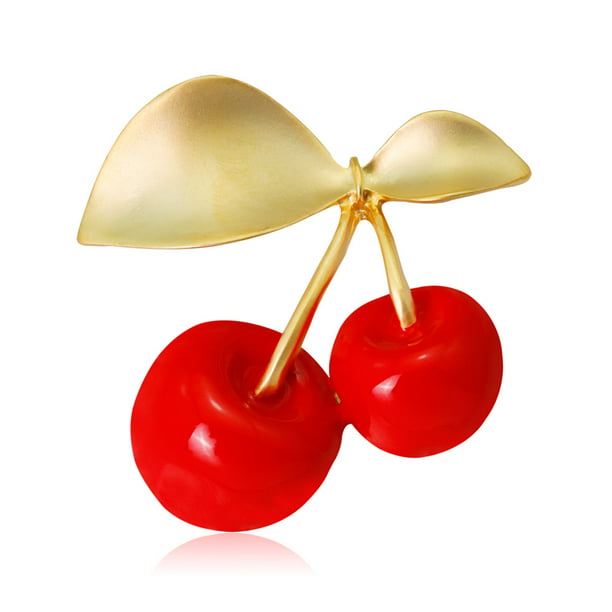 Brand New Gift Wrapped Cherry Red And Gold Brooch 